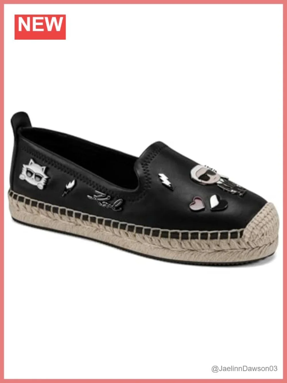 Karl Lagerfeld Espadrille Slip-On Sandals Leather Flats